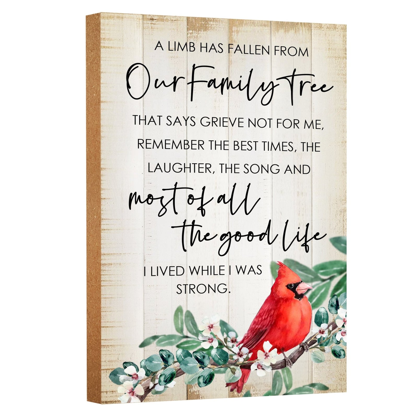 Wooden memorial shelf decor and tabletop memorial decorations to cherish the memory of a loved one.