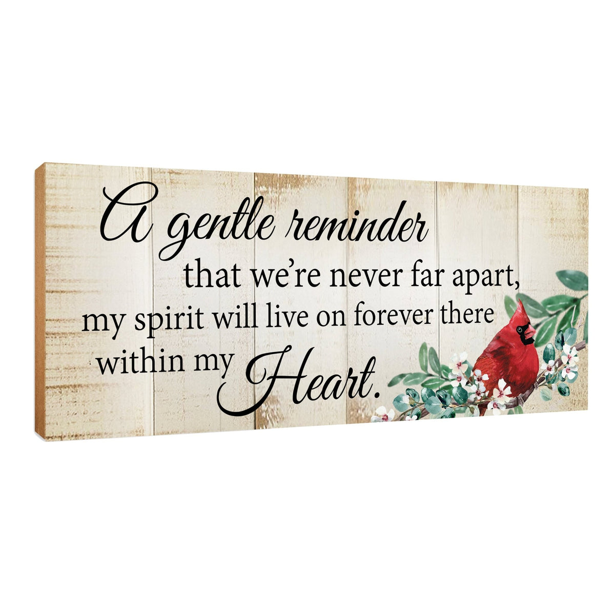 Wooden memorial shelf decor and tabletop signs, thoughtful memorial gifts for those grieving the loss of a loved one.