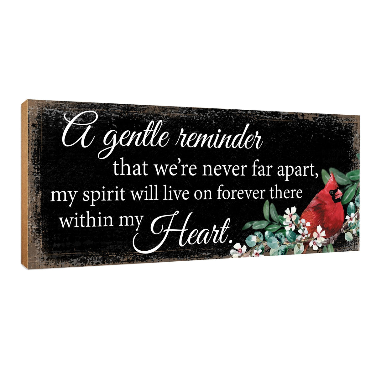 Wooden memorial shelf decor and tabletop memorial decorations to cherish the memory of a loved one.