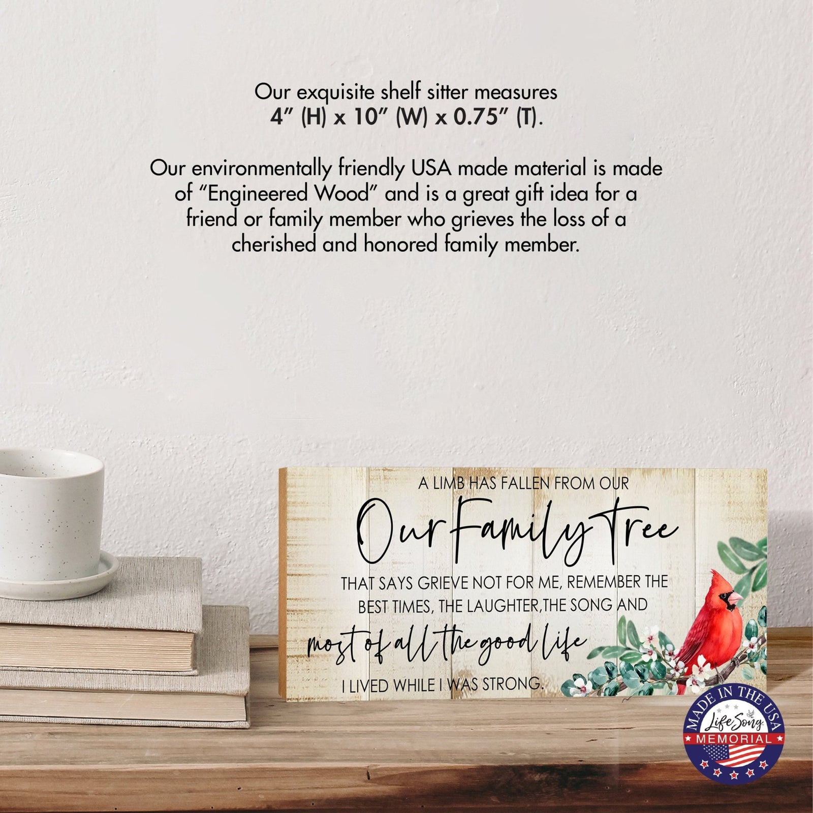 Cardinal Memorial Shelf Décor and Tabletop Signs for Loss of Loved One - LifeSong Milestones