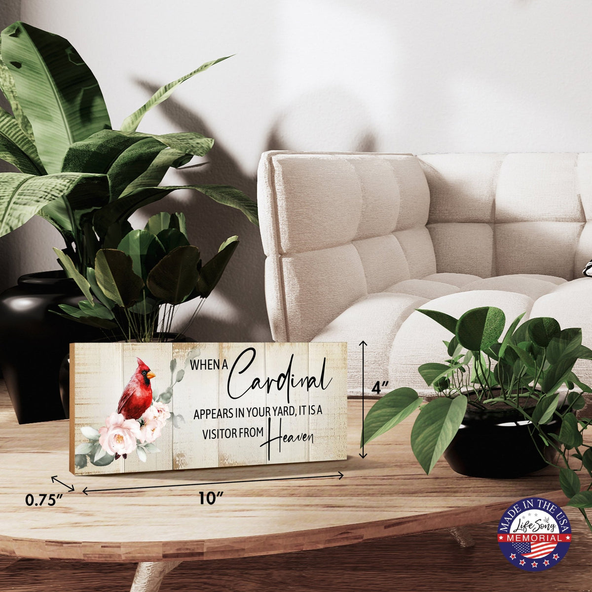 Cardinal Memorial Shelf Décor and Tabletop Signs Sympathy Gift - LifeSong Milestones