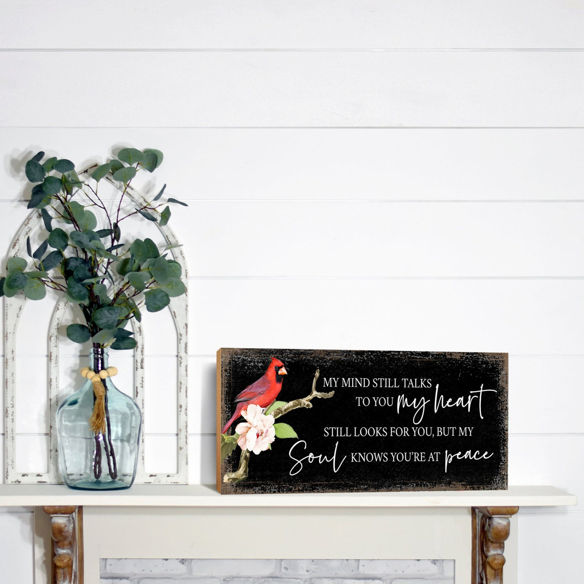 Cardinal Memorial Shelf Décor and Tabletop Signs Sympathy Gift - LifeSong Milestones
