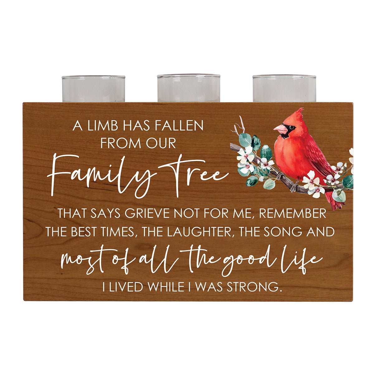 Cardinal Memorial Tealight Candle Holder Cremation Urn For Human Ashes - A Limb Has Fallen - LifeSong Milestones