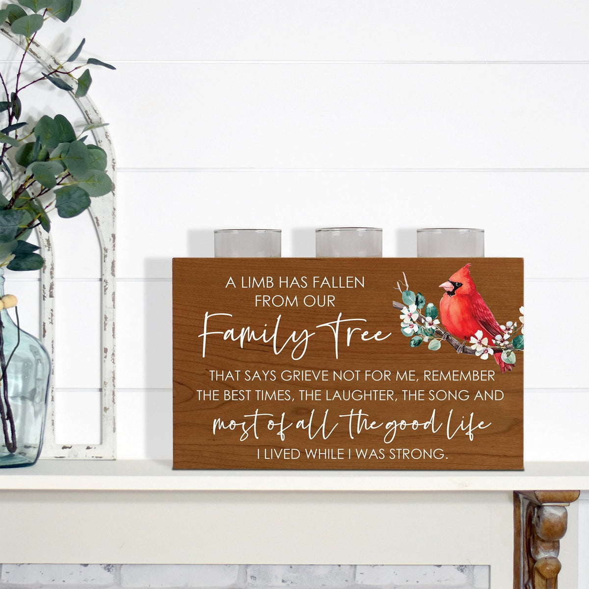 Cardinal Memorial Tealight Candle Holder Cremation Urn For Human Ashes - A Limb Has Fallen - LifeSong Milestones