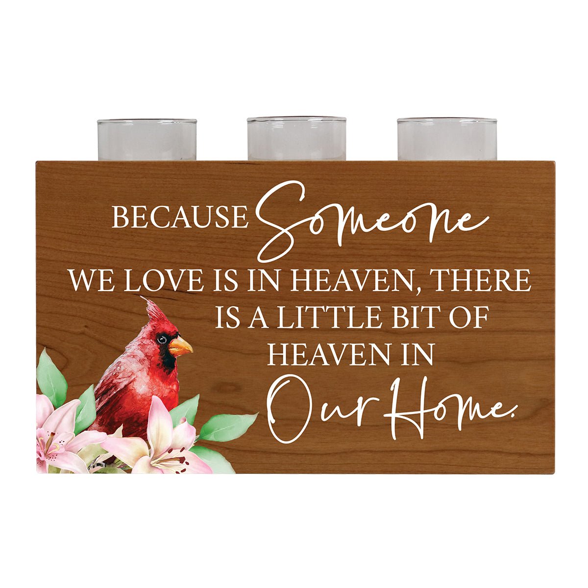 Cardinal Memorial 3 Tealight Candle Holder Cremation Urn For Human Ashes - Because Someone We Love