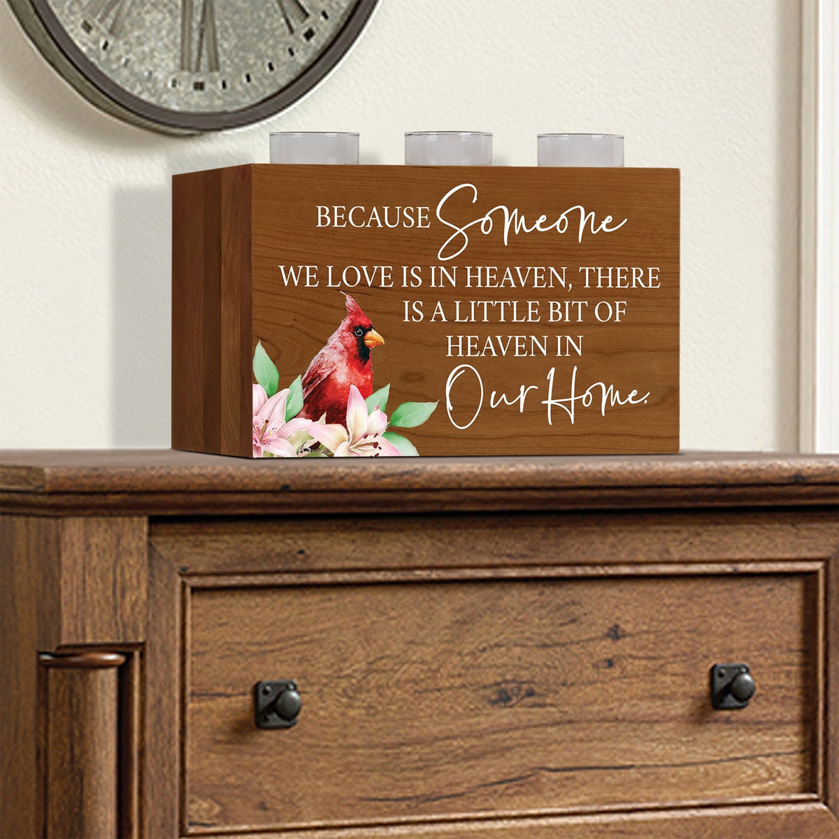Cardinal Memorial Tealight Candle Holder Cremation Urn For Human Ashes - Because Someone We Love - LifeSong Milestones