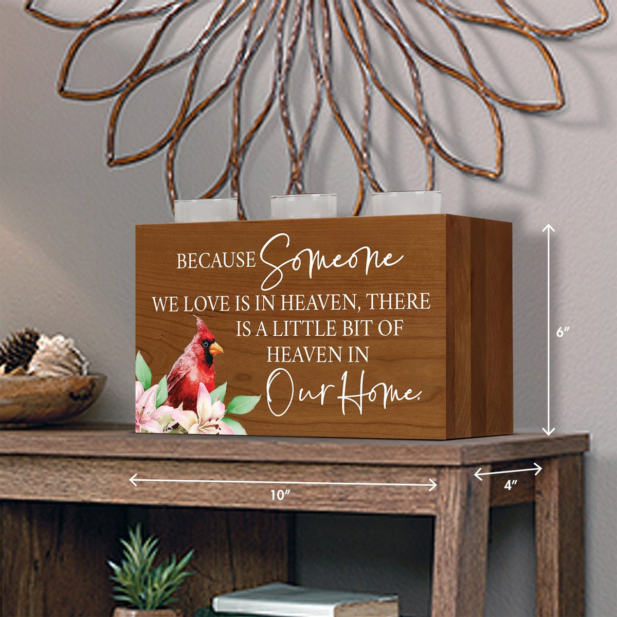Cardinal Memorial Tealight Candle Holder Cremation Urn For Human Ashes - Because Someone We Love - LifeSong Milestones