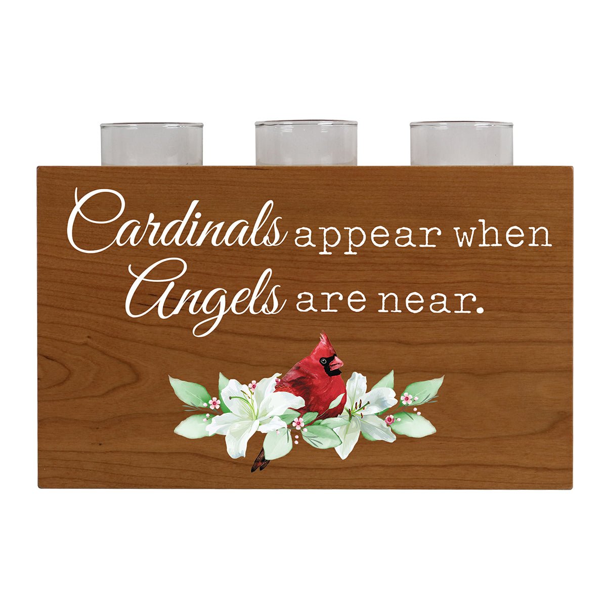 Cardinal Memorial 3 Tealight Candle Holder Cremation Urn For Human Ashes - Cardinals Appear When Angels