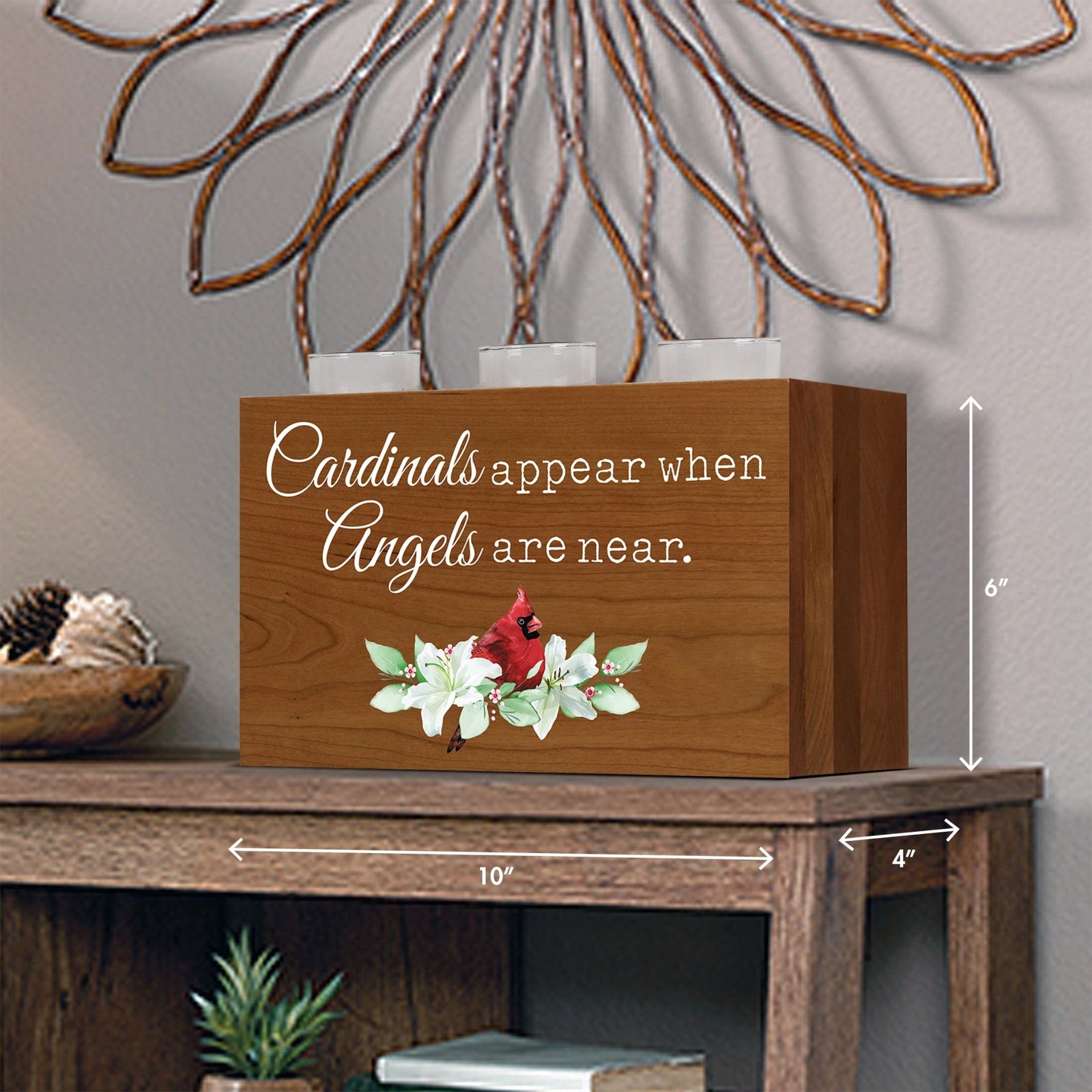 Cardinal Memorial Tealight Candle Holder Cremation Urn For Human Ashes - Cardinals Appear When Angels - LifeSong Milestones