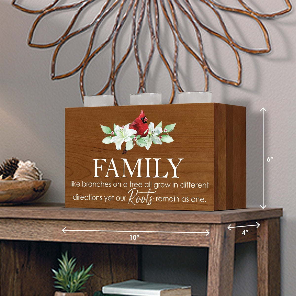 Cardinal Memorial Tealight Candle Holder Cremation Urn For Human Ashes - Family Like Branches - LifeSong Milestones