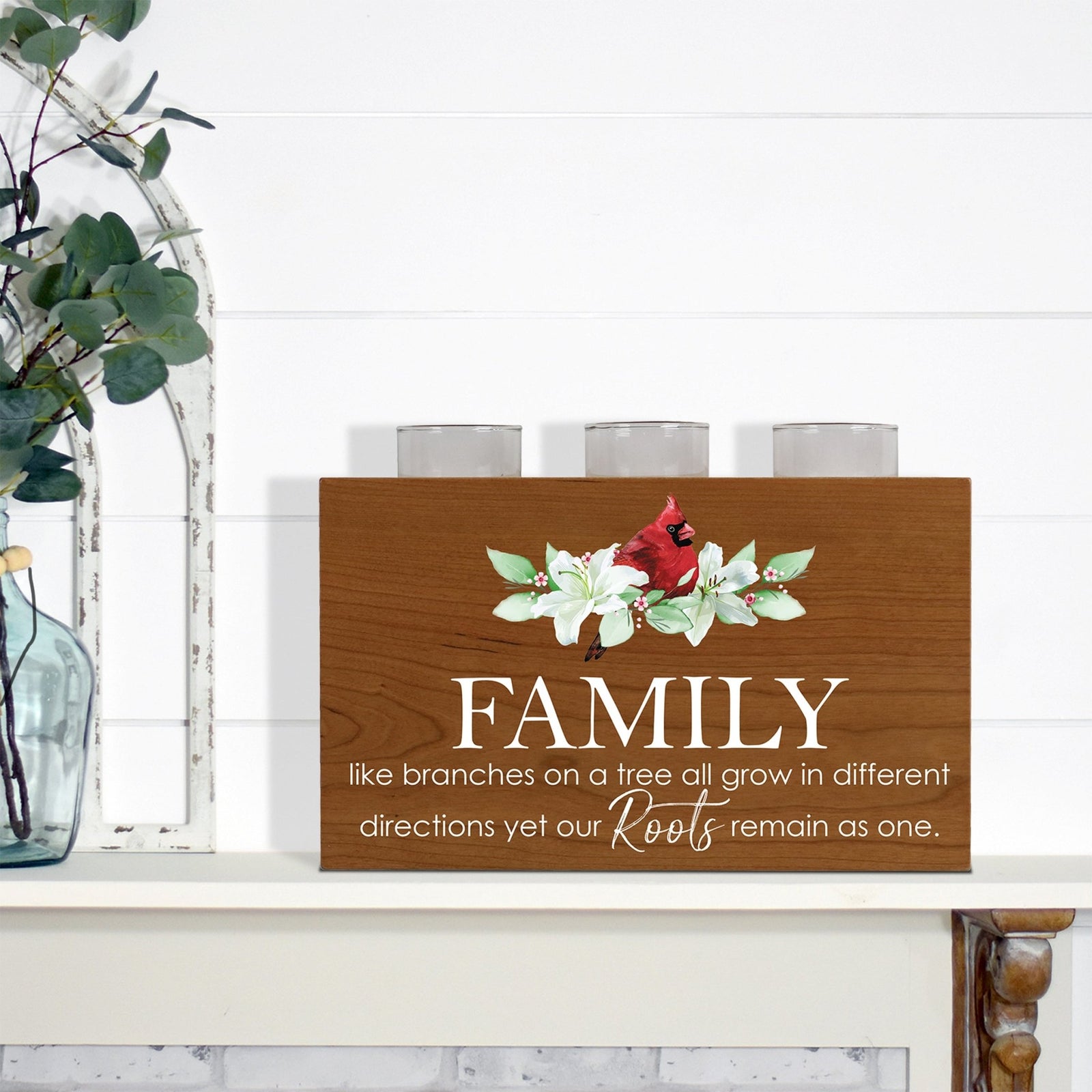 Cardinal Memorial Tealight Candle Holder Cremation Urn For Human Ashes - Family Like Branches - LifeSong Milestones