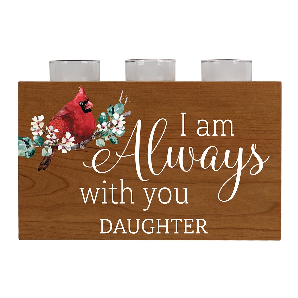 Cardinal Memorial 3 Tealight Candle Holder Cremation Urn For Human Ashes - I Am Always Daughter