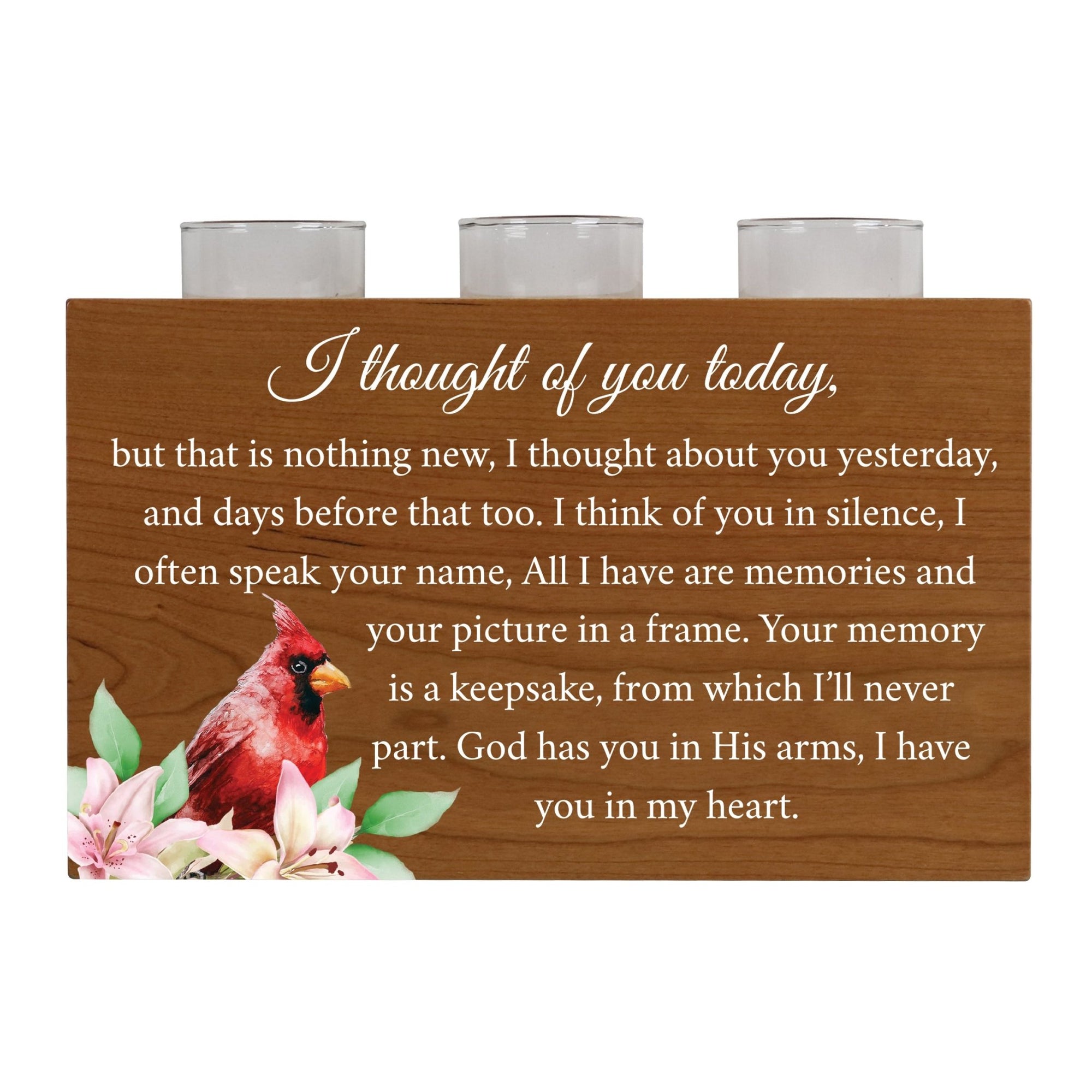 Cardinal Memorial 3 Tealight Candle Holder Cremation Urn For Human Ashes - I Thought Of You