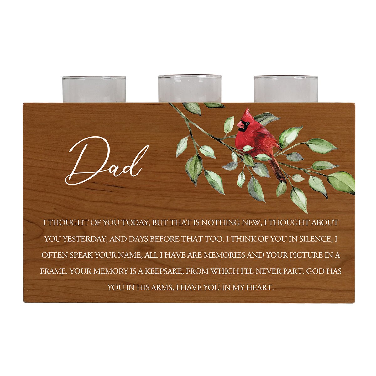 Cardinal Memorial 3 Tealight Candle Holder Cremation Urn For Human Ashes - I Thought Of You Dad