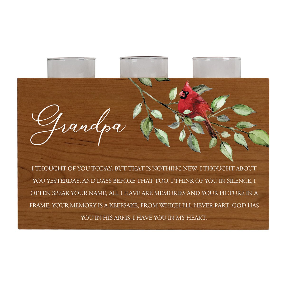 Cardinal Memorial 3 Tealight Candle Holder Cremation Urn For Human Ashes - I Thought Of You Grandpa