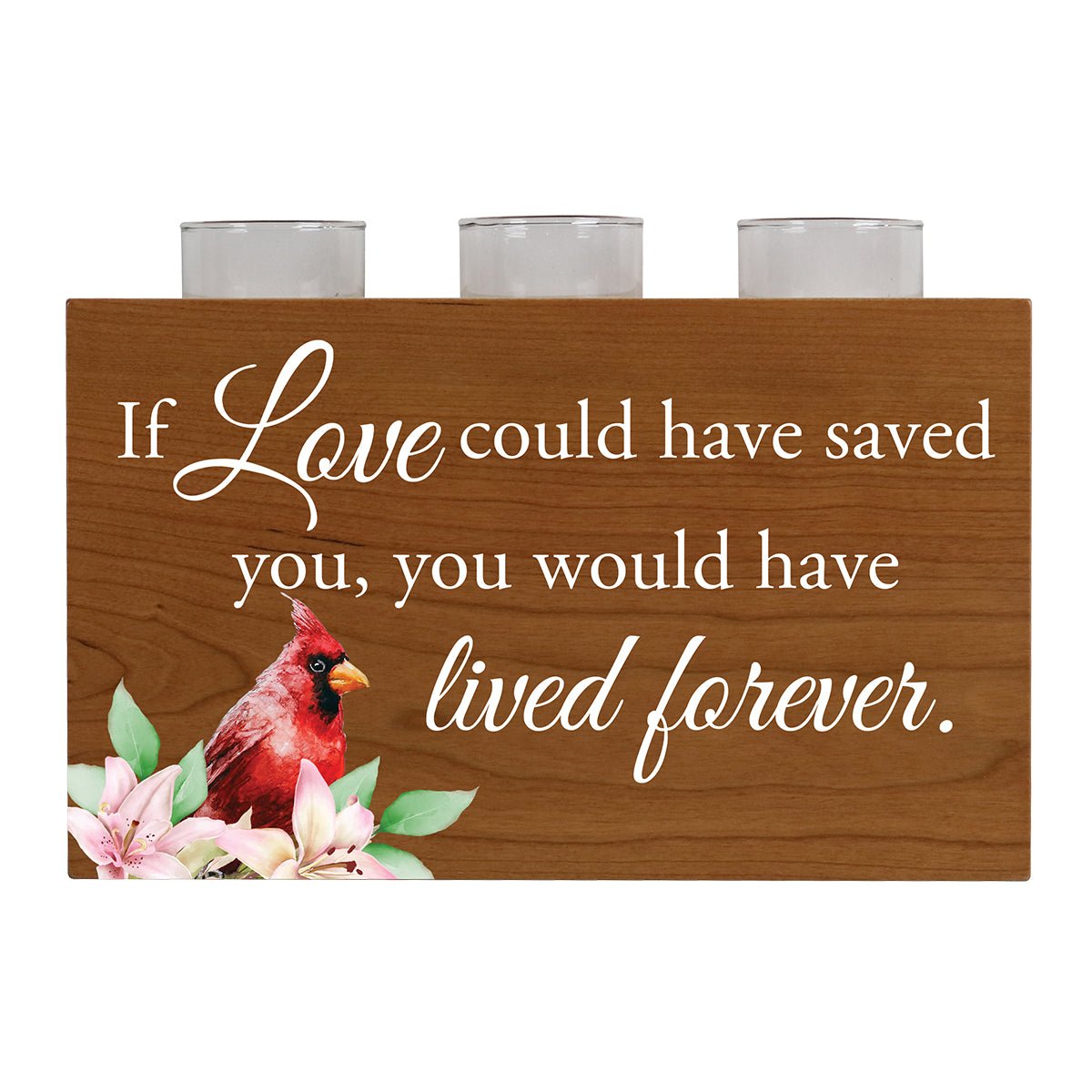 Cardinal Memorial 3 Tealight Candle Holder Cremation Urn For Human Ashes - If Loved Could Have Saved
