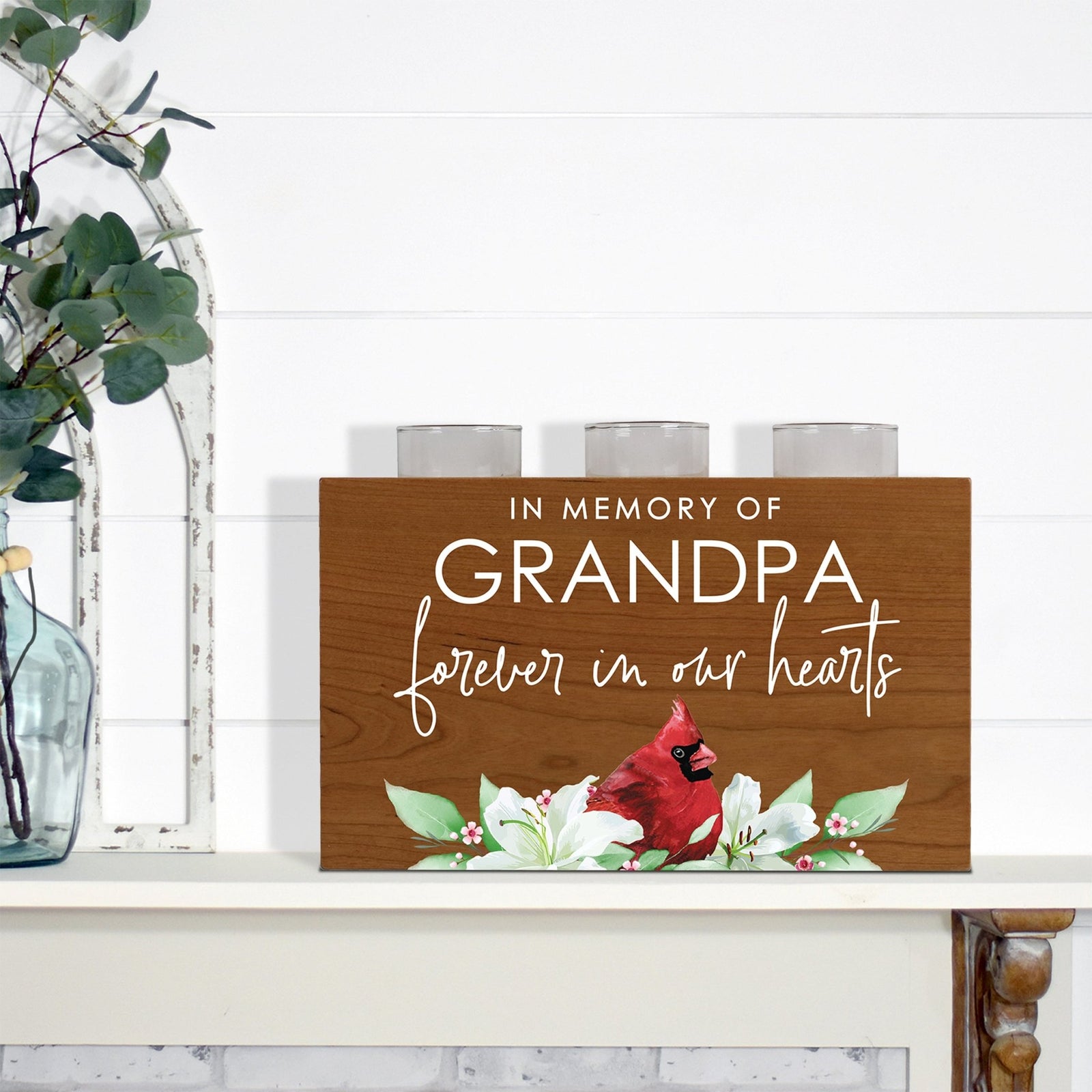 Cardinal Memorial Tealight Candle Holder Cremation Urn For Human Ashes - In Memory Grandpa - LifeSong Milestones