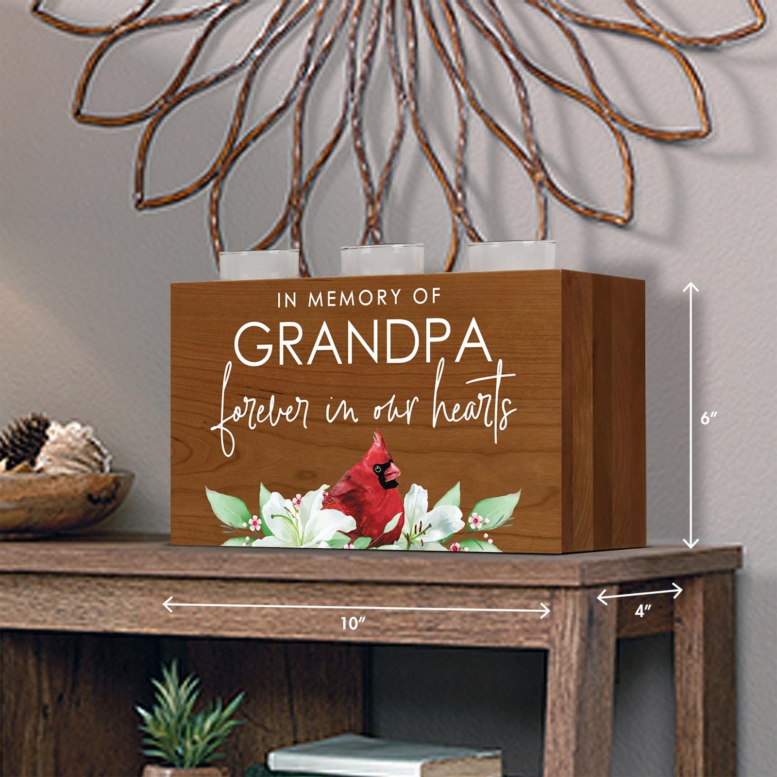 Cardinal Memorial Tealight Candle Holder Cremation Urn For Human Ashes - In Memory Grandpa - LifeSong Milestones