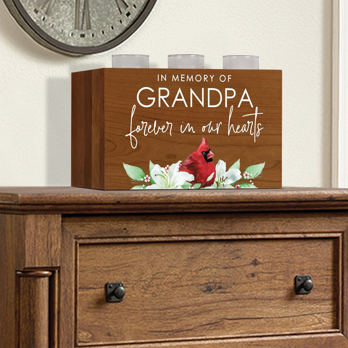 Cardinal Memorial Tealight Candle Holder Cremation Urn For Human Ashes - In Memory Grandpa - LifeSong Milestones