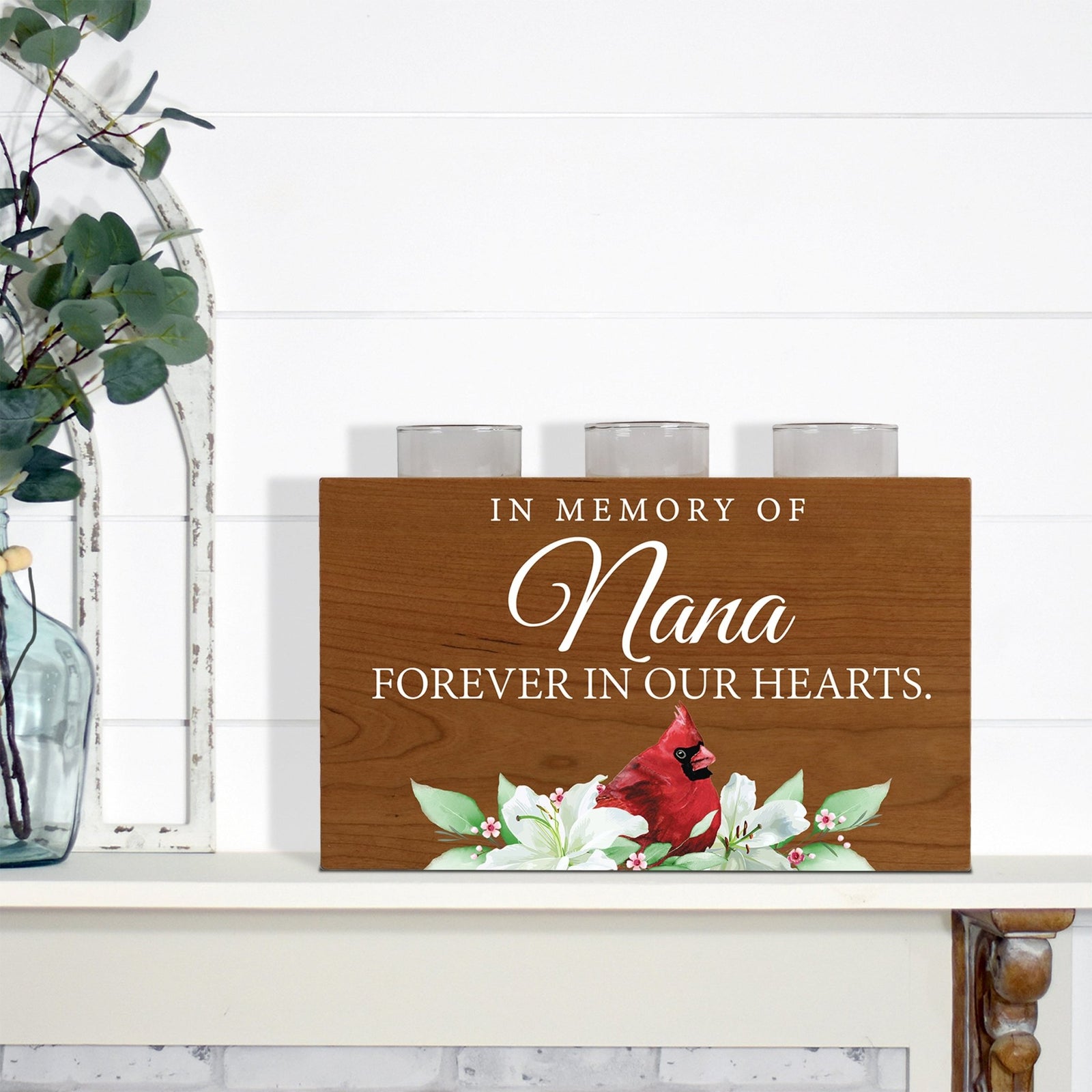 Cardinal Memorial Tealight Candle Holder Cremation Urn For Human Ashes - In Memory Nana - LifeSong Milestones
