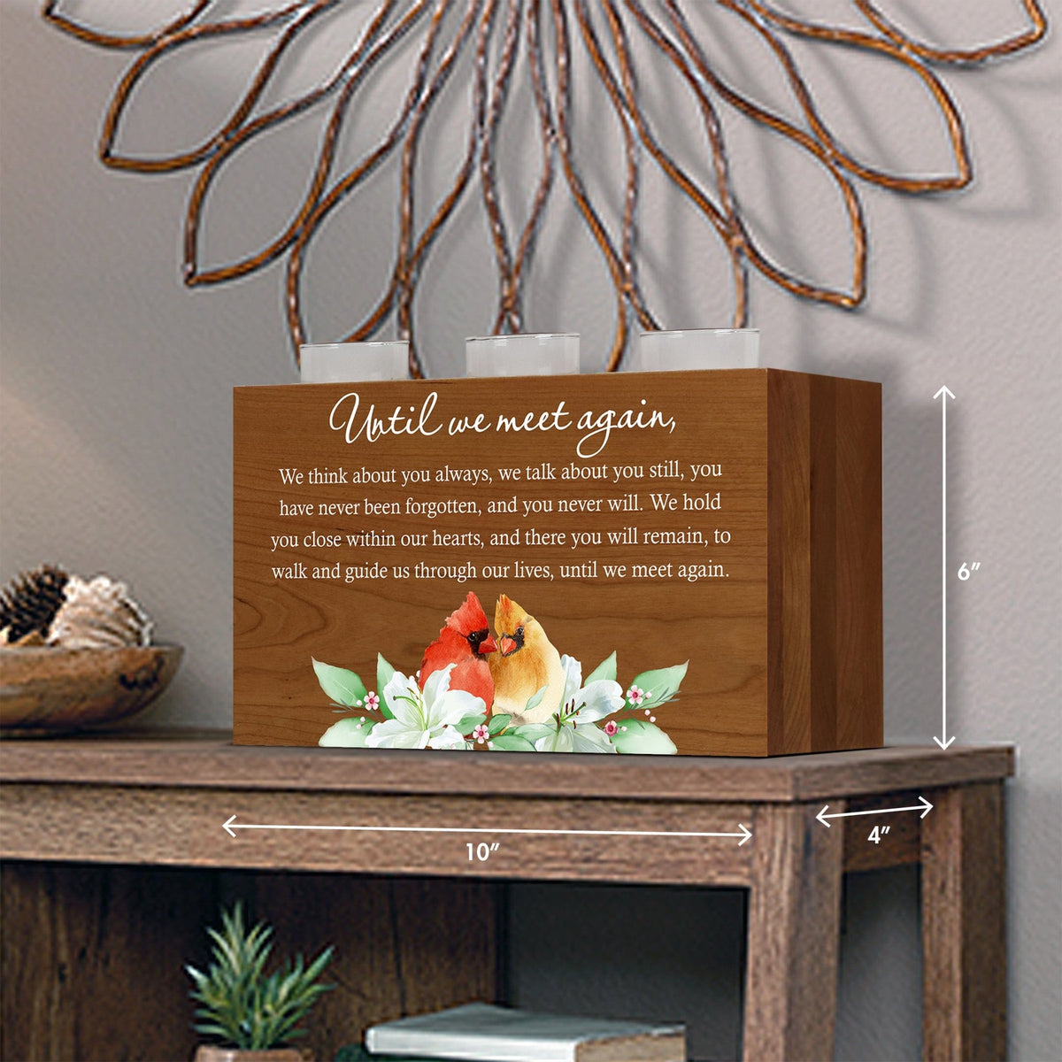 Cardinal Memorial Tealight Candle Holder Cremation Urn For Human Ashes - Until We Meet Again - LifeSong Milestones