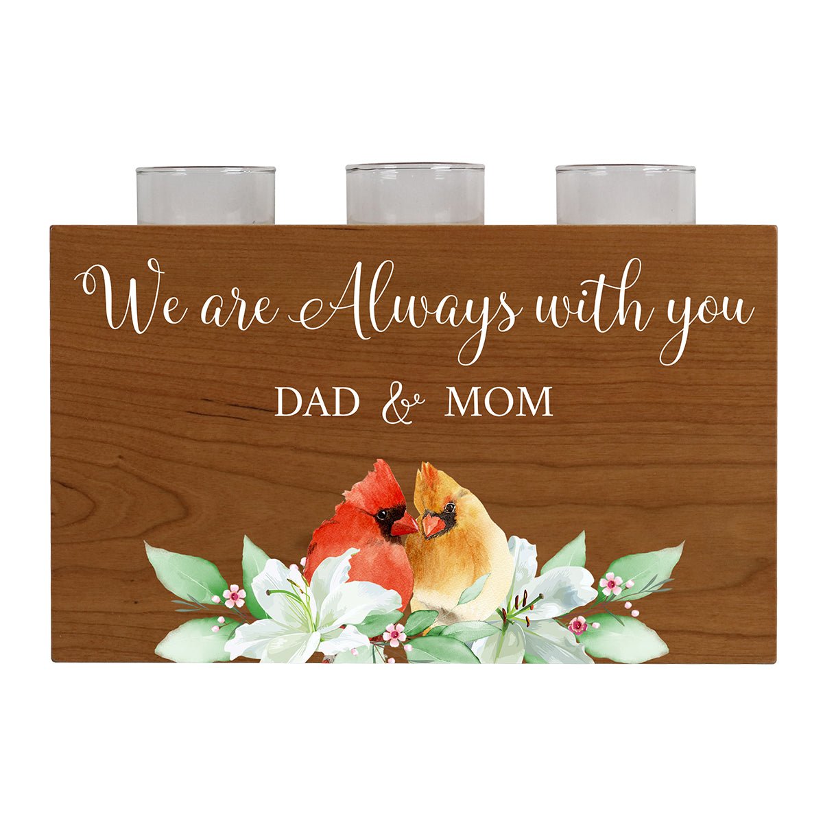 Cardinal Memorial 3 Tealight Candle Holder Cremation Urn For Human Ashes - We Are always Dad & Mom
