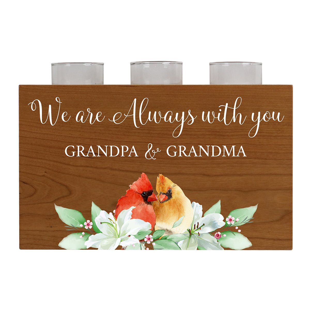 Cardinal Memorial 3 Tealight Candle Holder Cremation Urn For Human Ashes - We Are Always Grandpa &amp; Grandma