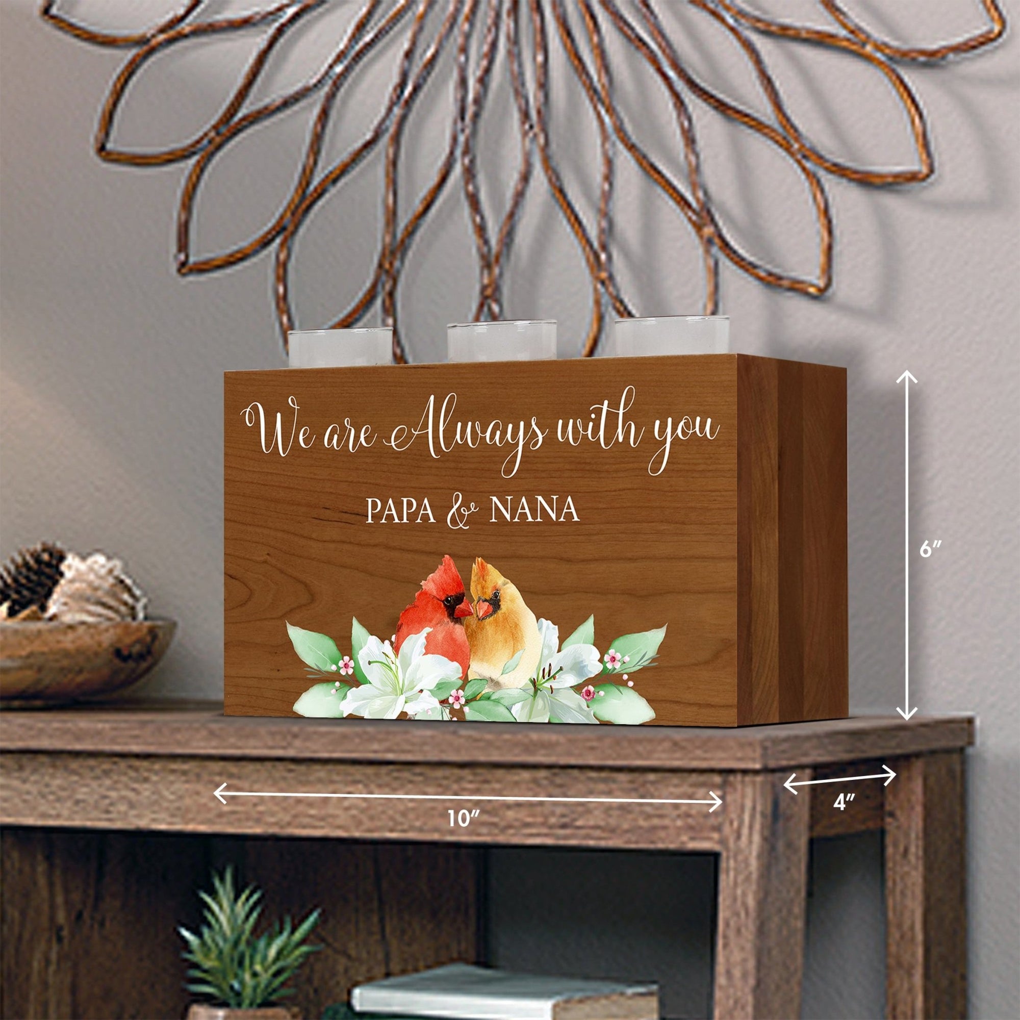Cardinal Memorial Tealight Candle Holder Cremation Urn For Human Ashes - We Are always Papa & Nana - LifeSong Milestones