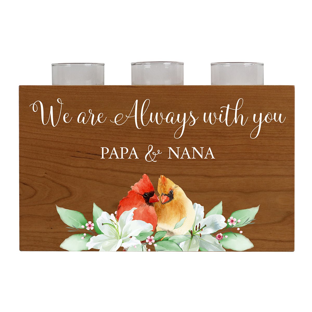 Cardinal Memorial 3 Tealight Candle Holder Cremation Urn For Human Ashes - We Are always Papa & Nana