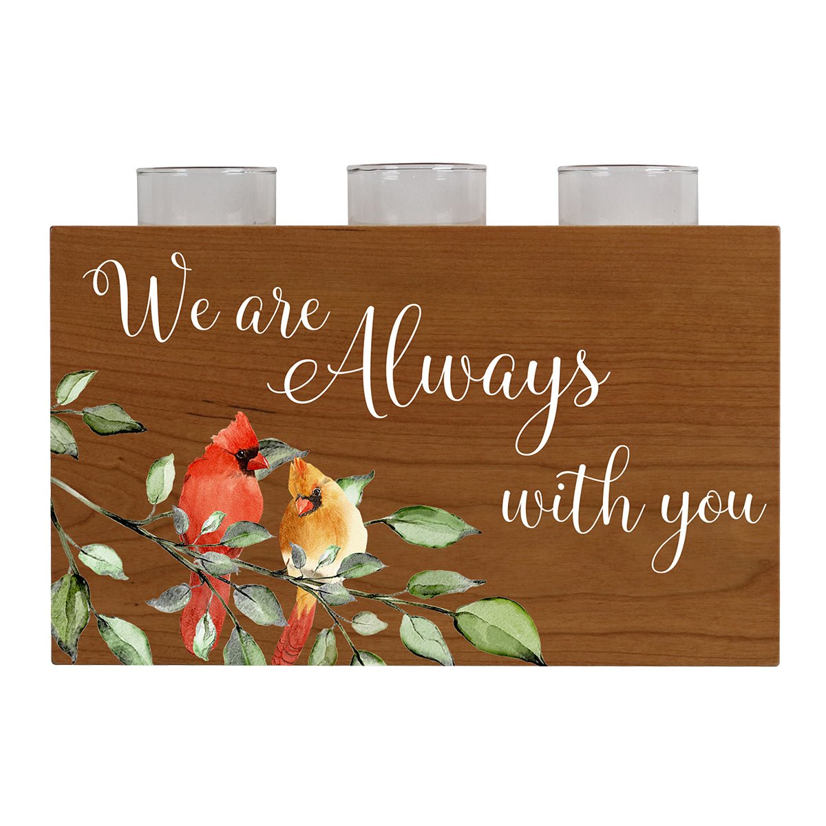 Cardinal Memorial 3 Tealight Candle Holder Cremation Urn For Human Ashes - We Are Always With You