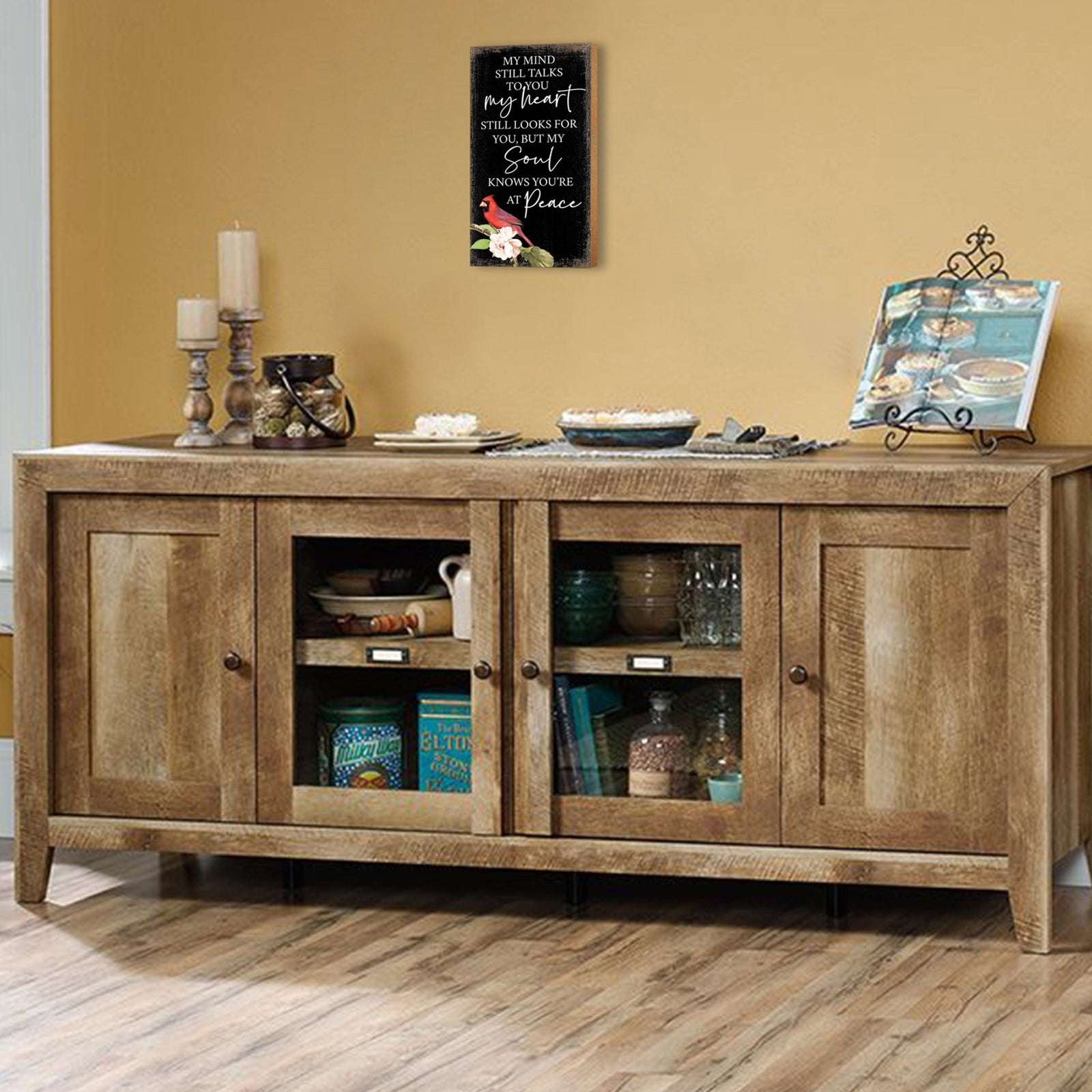 Memorial gifts for the loss of a loved one: A meaningful wooden plaque with a cardinal motif.