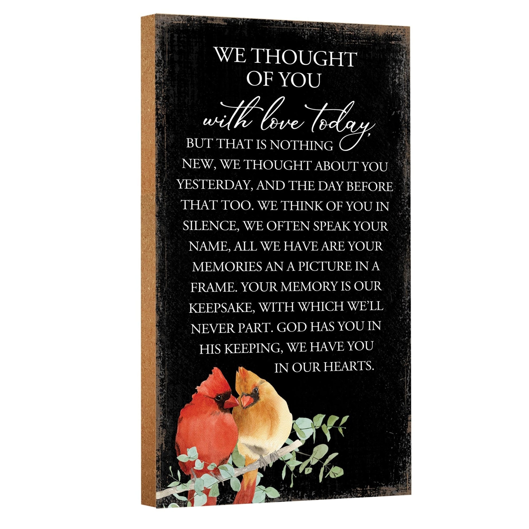 Memorial gifts for the loss of a loved one: A meaningful wooden plaque with a cardinal motif.