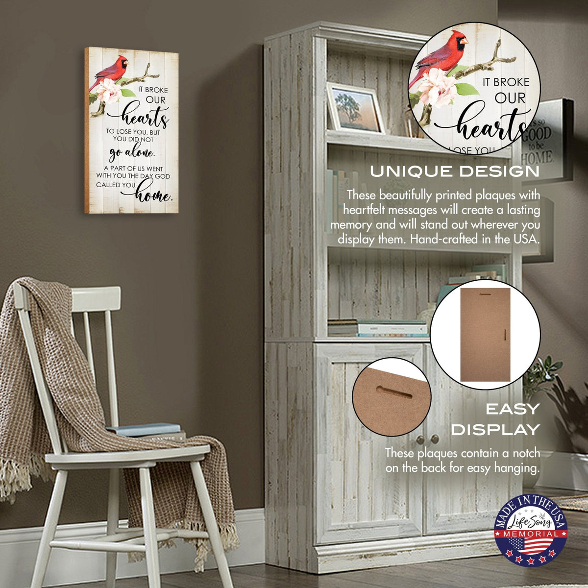 Cardinal Memorial Wall Plaque for Home Decorations - LifeSong Milestones