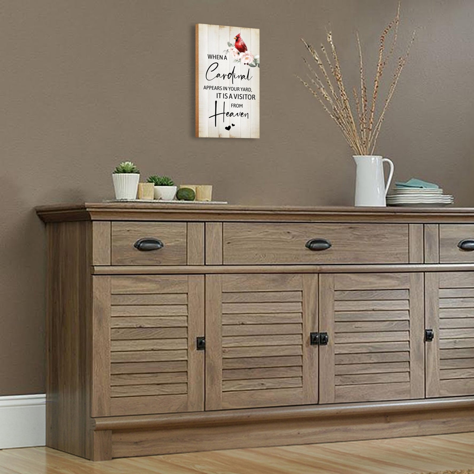 Memorial gifts for the loss of a loved one: A meaningful wooden plaque with a cardinal motif.