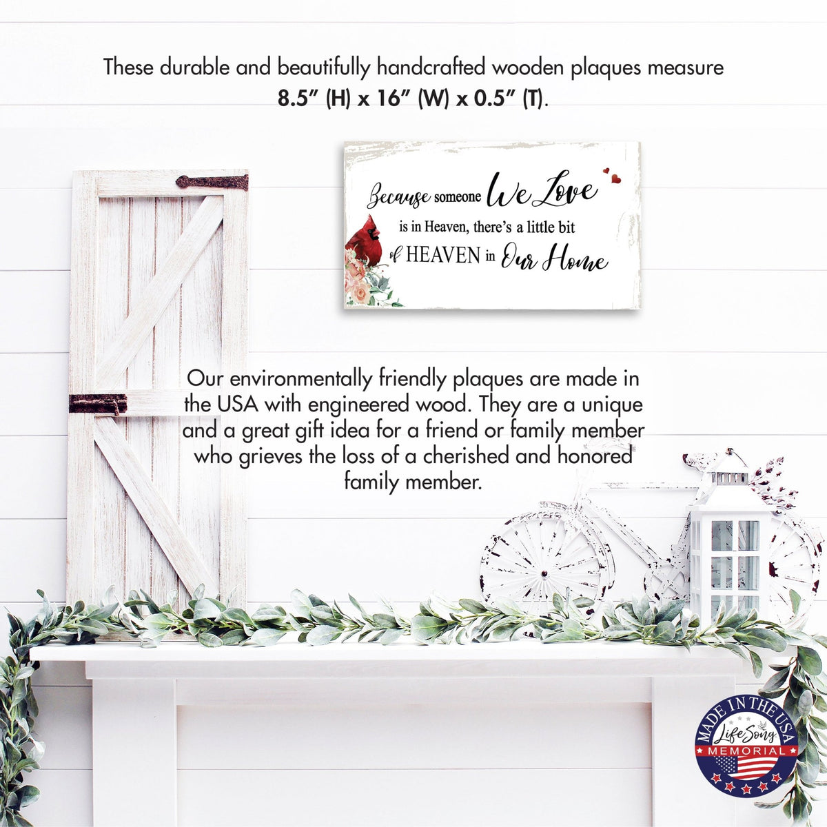 Cardinal Memorial Wall Plaque for Home Decorations - LifeSong Milestones