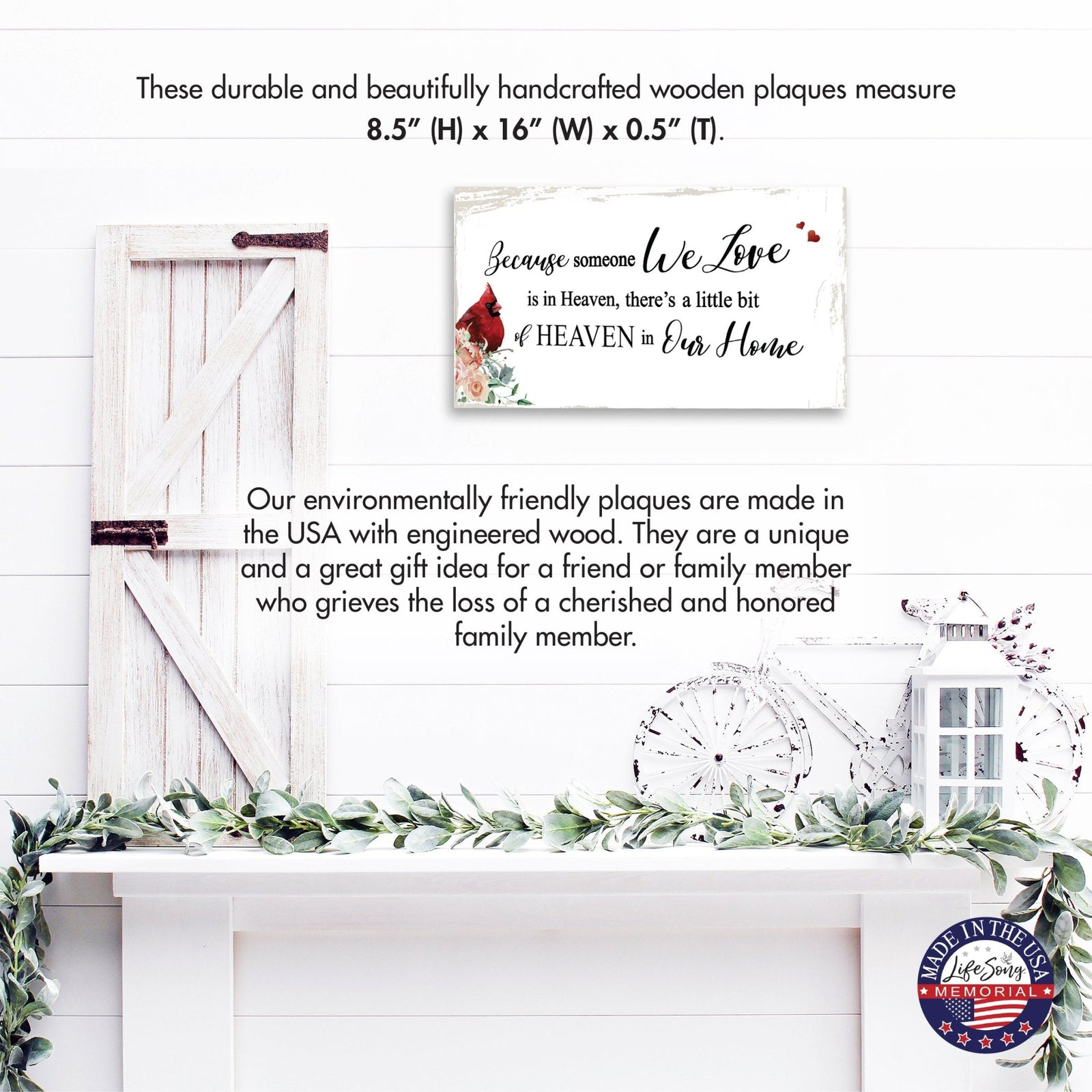 Cardinal Memorial Wall Plaque for Home Decorations - LifeSong Milestones