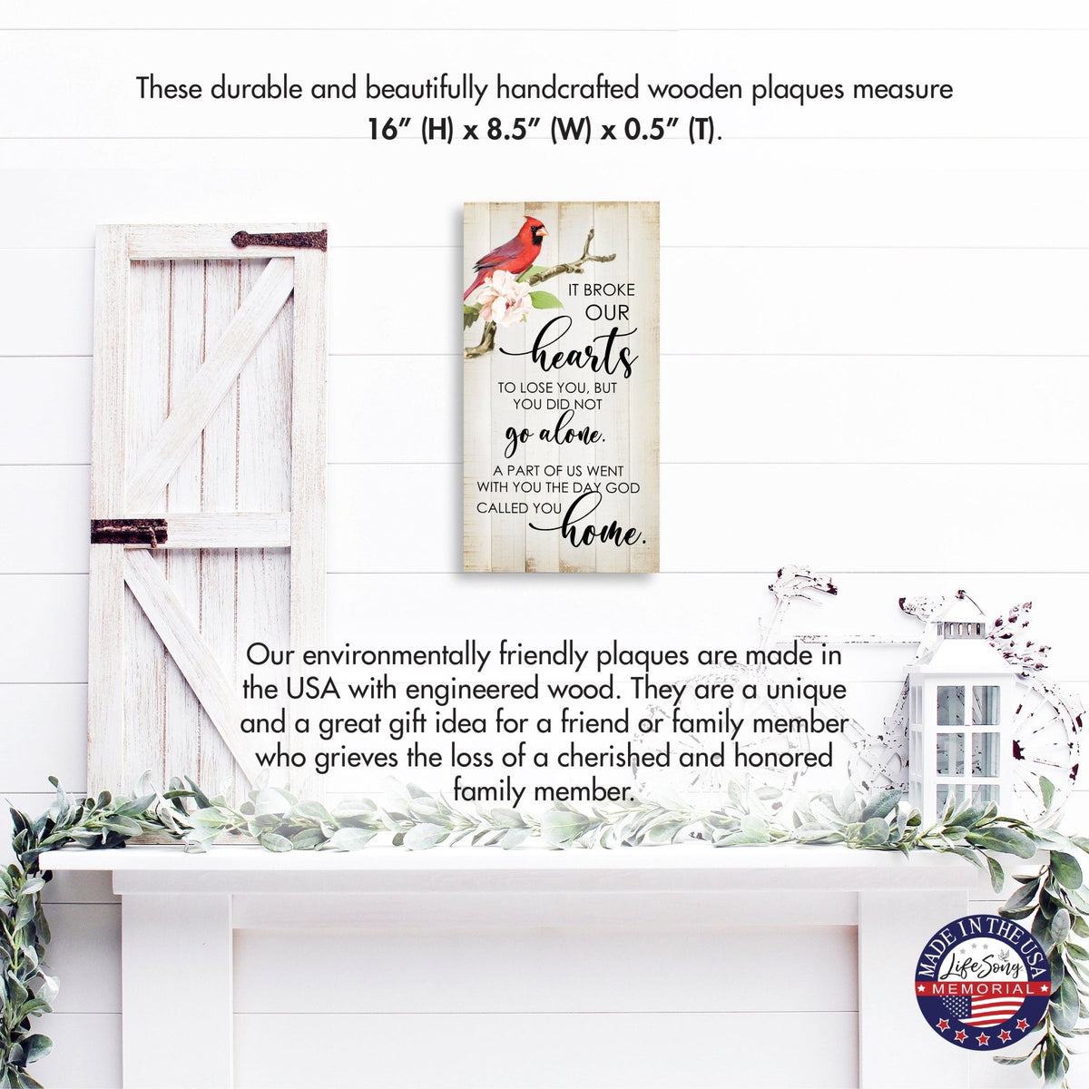 Cardinal Memorial Wall Plaque for Home Decorations - LifeSong Milestones