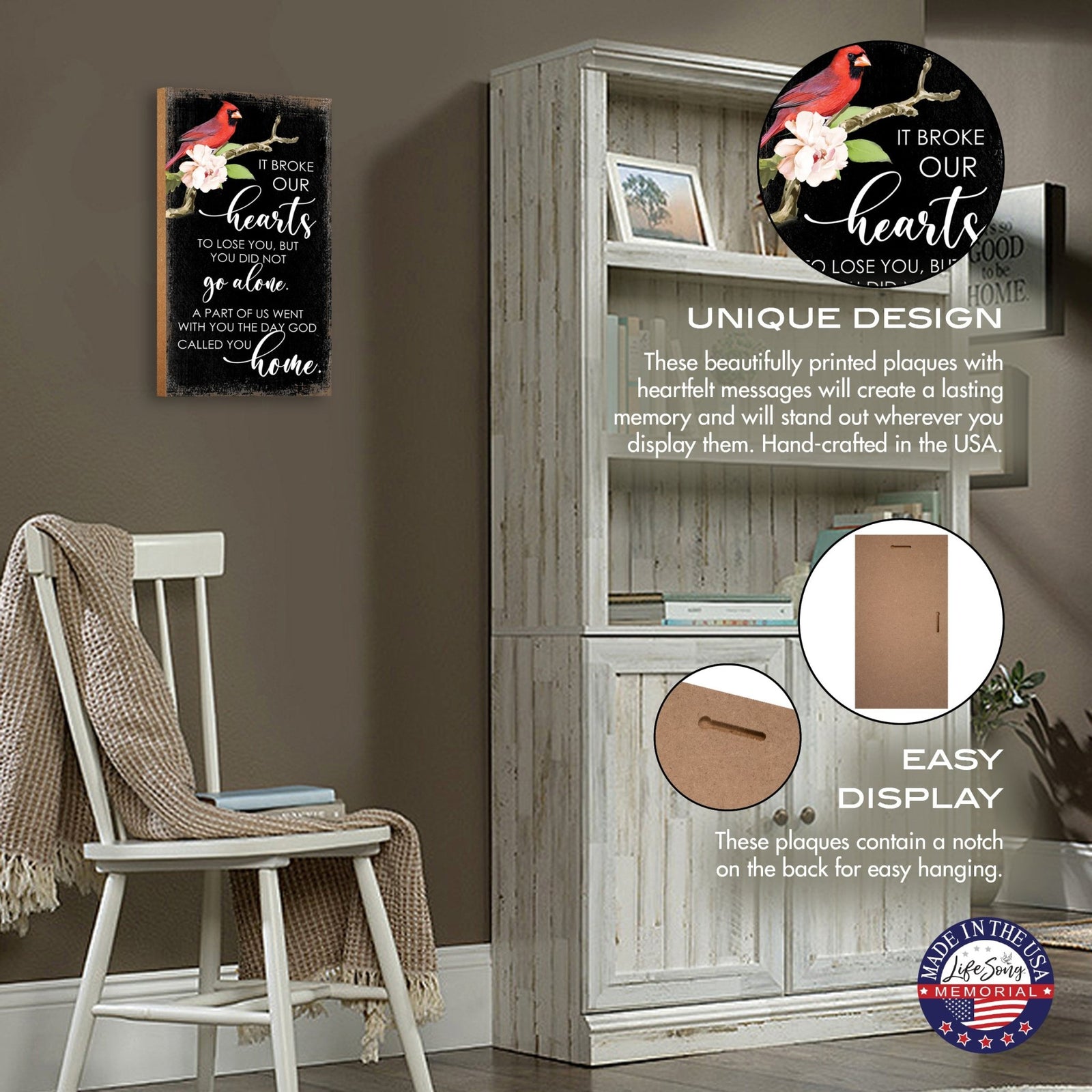 Cardinal Memorial Wall Plaque for Home Decorations - LifeSong Milestones