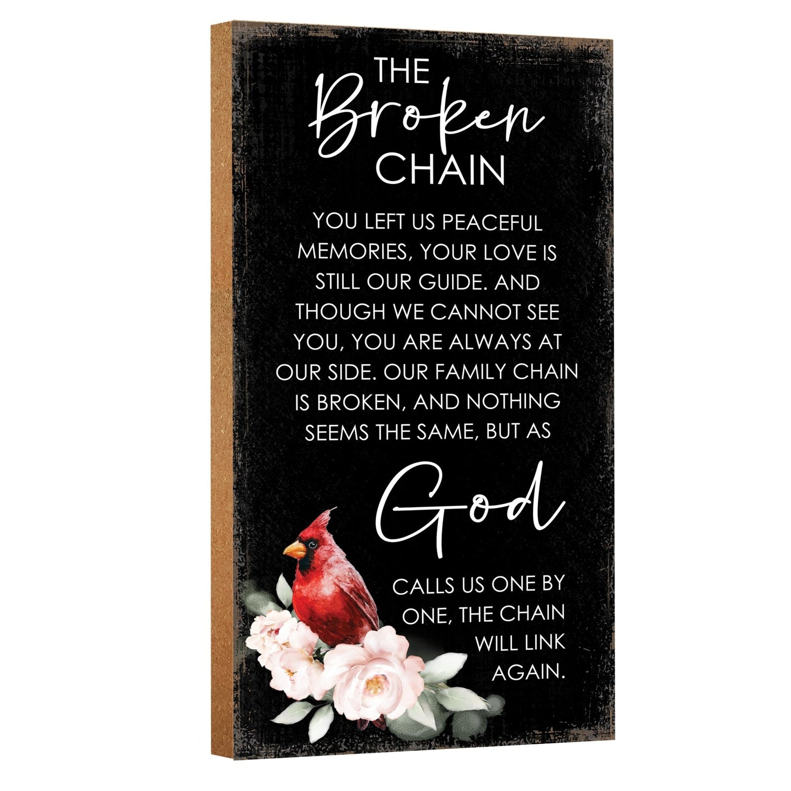 An elegant wooden memorial wall plaque adorned with a cardinal, designed to honor and cherish the memory of your loved one.