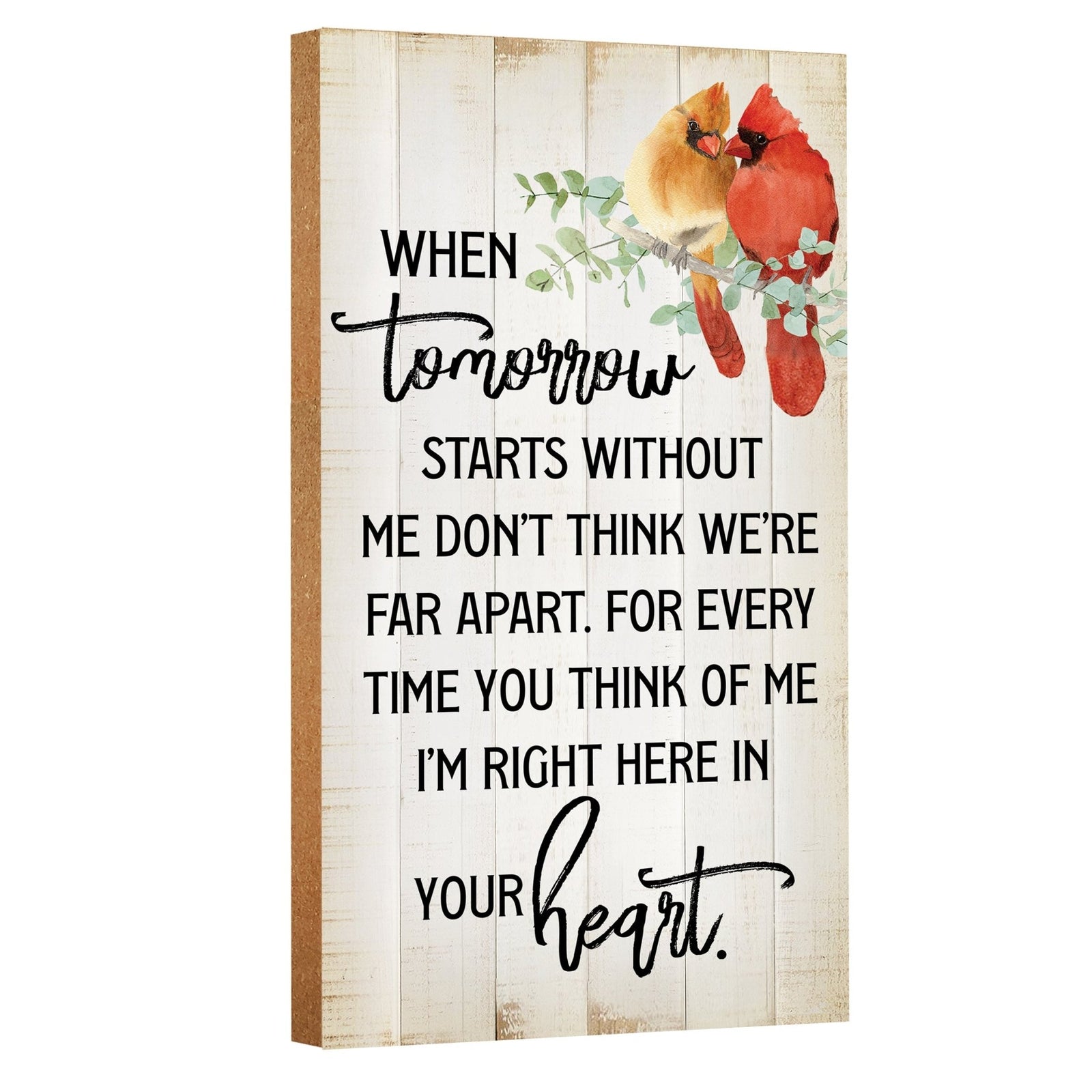 An elegant wooden memorial wall plaque adorned with a cardinal, designed to honor and cherish the memory of your loved one.