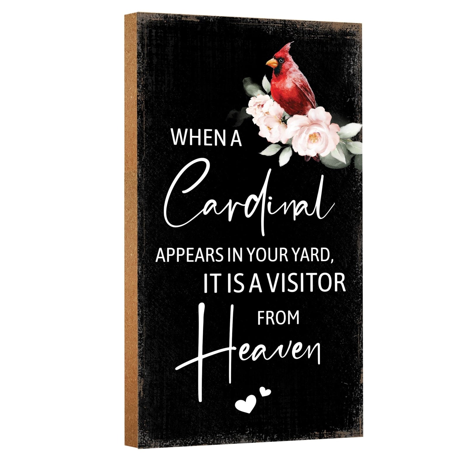 A wooden memorial wall plaque with a heartfelt design.