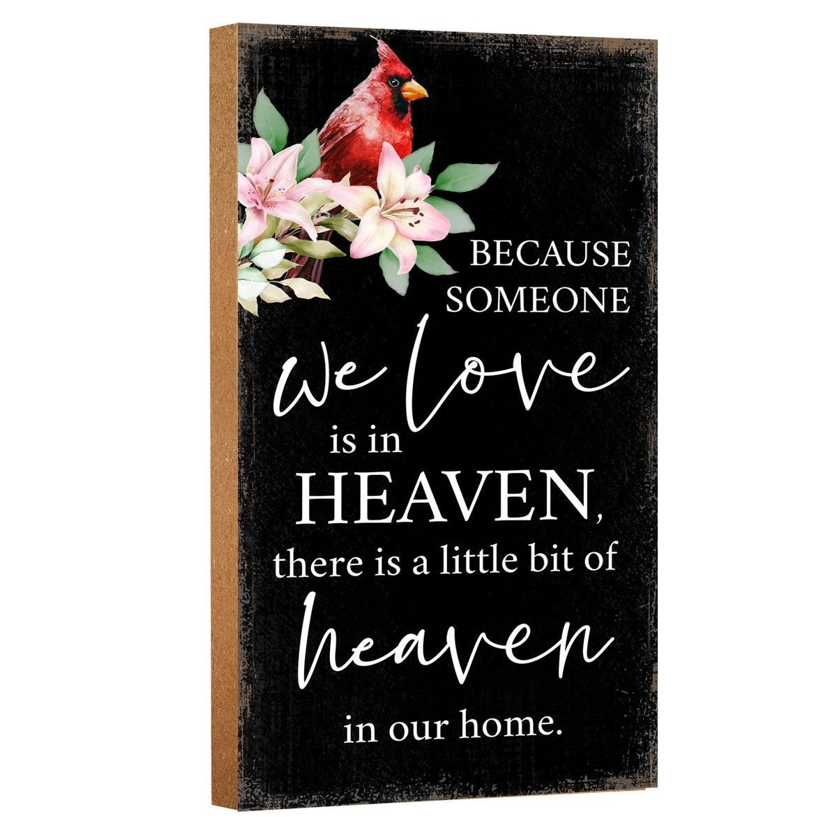 An elegant wooden memorial wall plaque adorned with a cardinal, designed to honor and cherish the memory of your loved one.