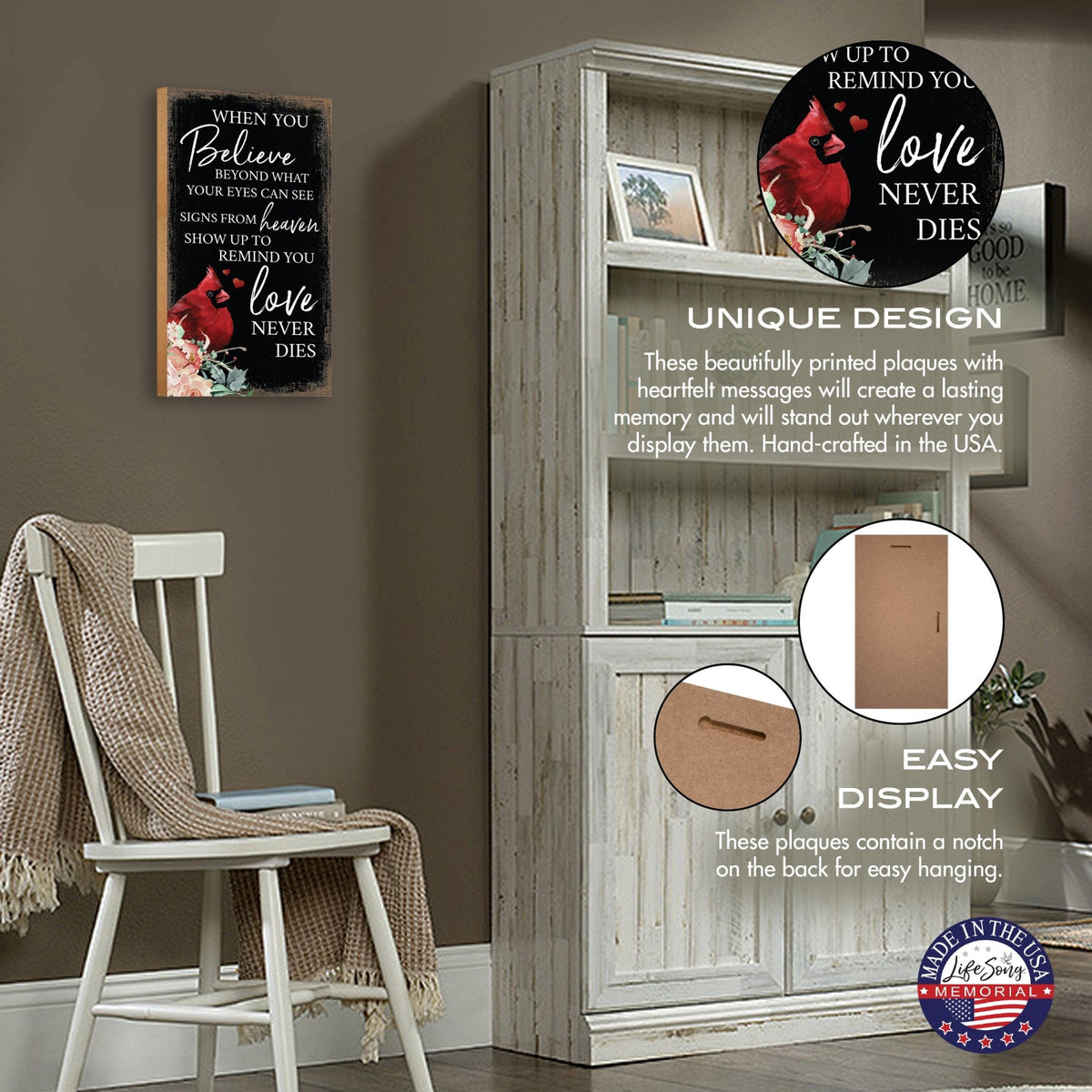 Cardinal Memorial Wall Plaque for Home Decorations - LifeSong Milestones