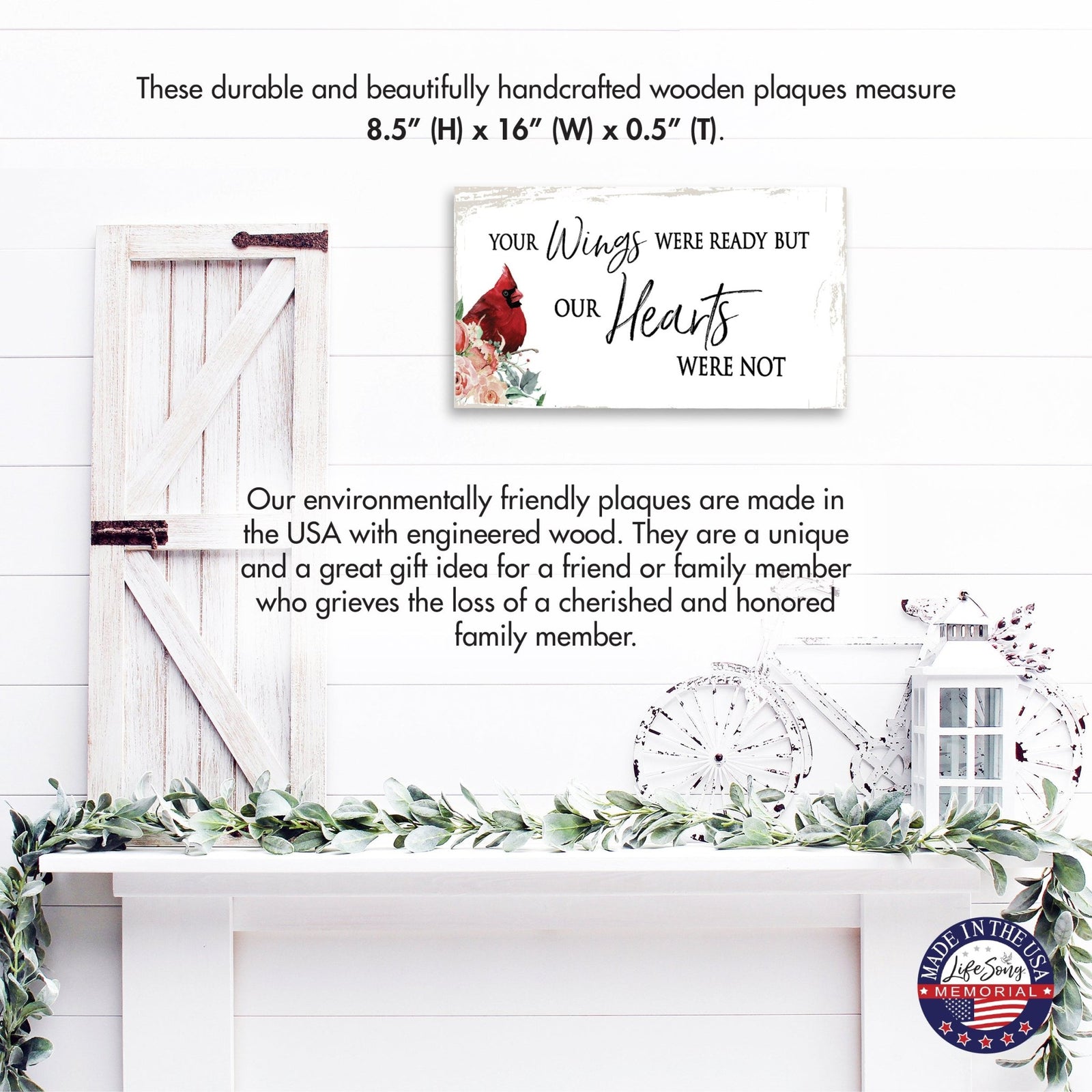 Cardinal Memorial Wall Plaque for Home Decorations - LifeSong Milestones