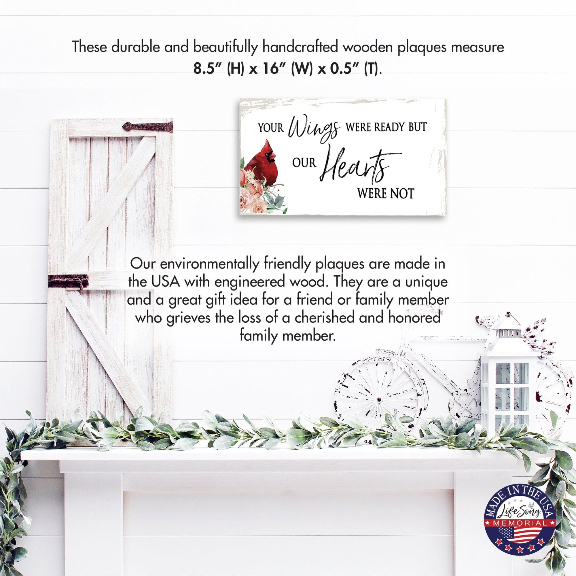 Cardinal Memorial Wall Plaque for Home Decorations - LifeSong Milestones