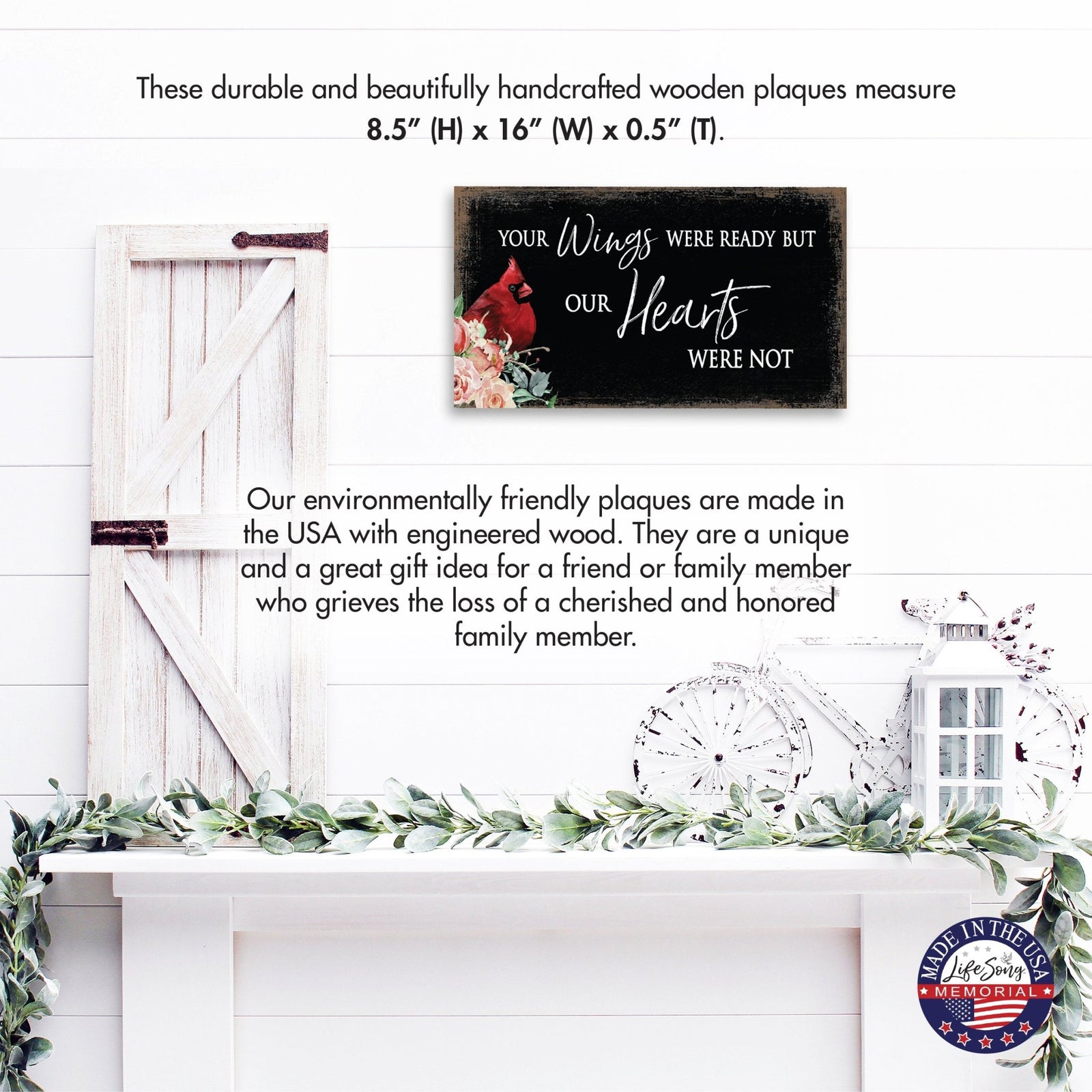 Cardinal Memorial Wall Plaque for Home Decorations - LifeSong Milestones