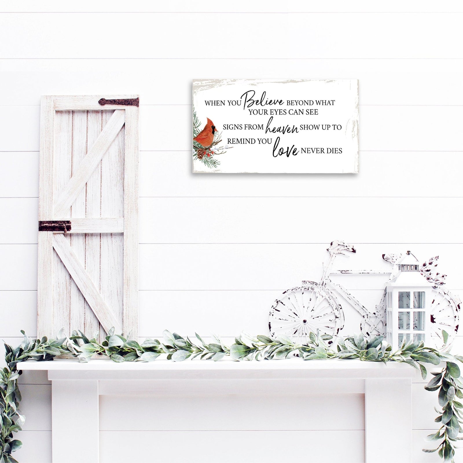 A wooden memorial wall plaque with a heartfelt design.