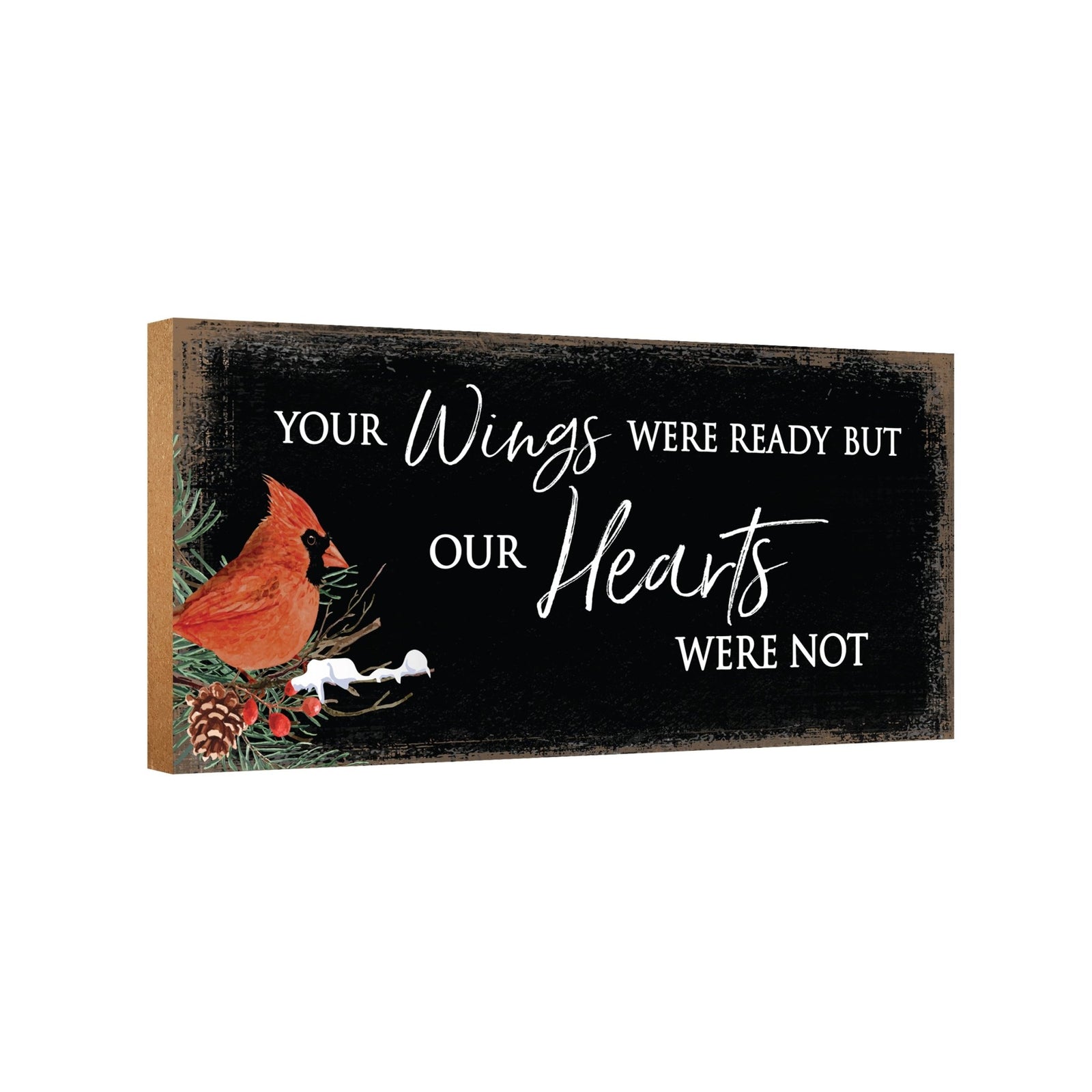 An elegant wooden memorial wall plaque adorned with a cardinal, designed to honor and cherish the memory of your loved one.