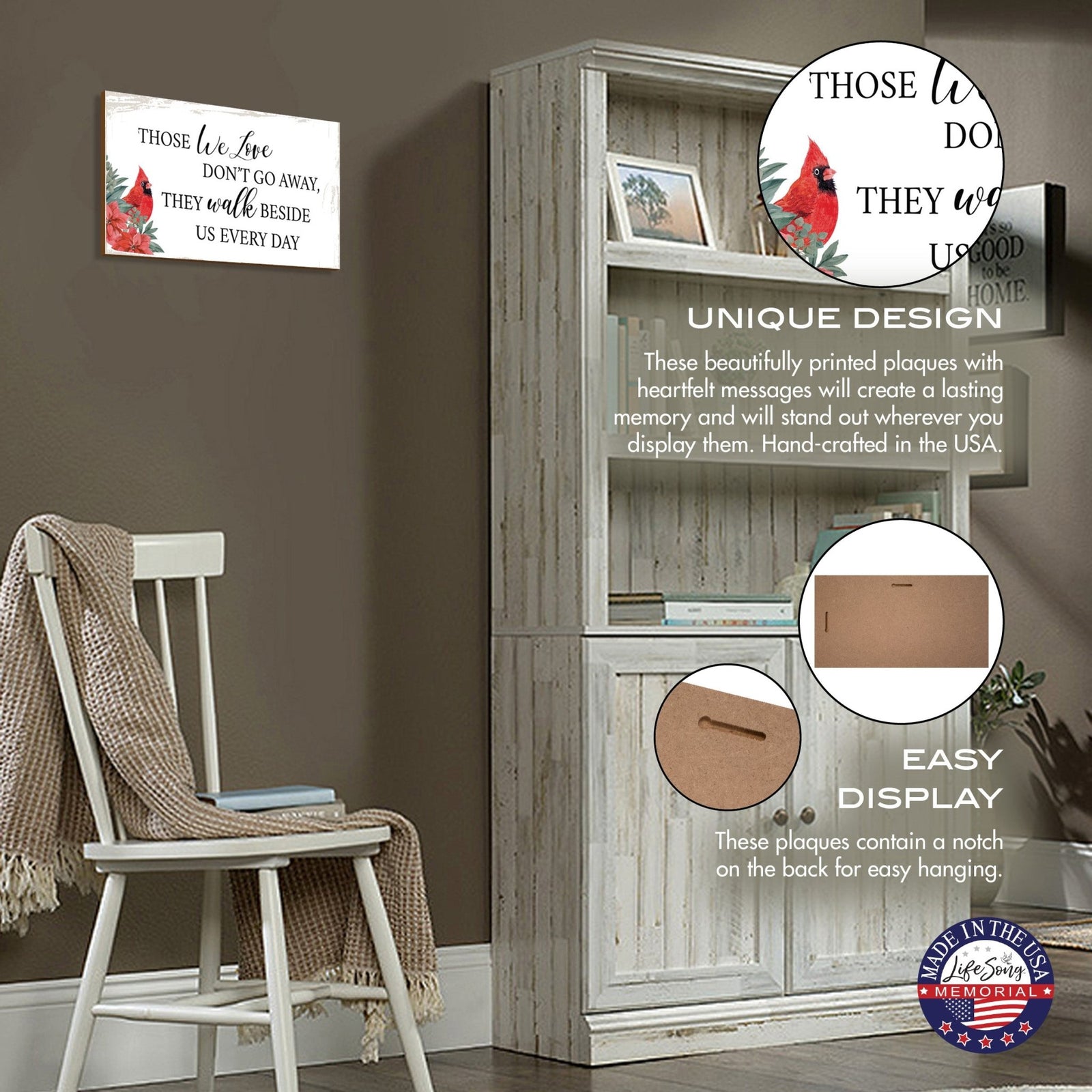 Cardinal Memorial Wooden Wall Plaque Christmas Home Decor - LifeSong Milestones