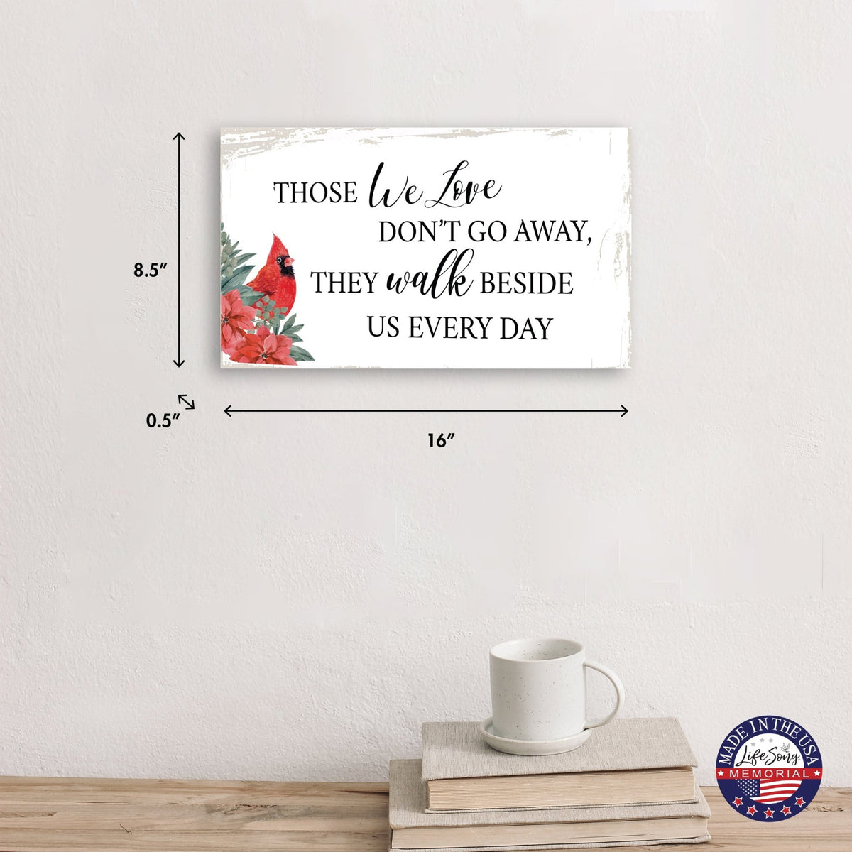 Cardinal Memorial Wooden Wall Plaque Christmas Home Decor - LifeSong Milestones